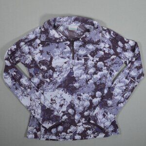 Columbia Purple All Over Pattern Quarter Zip Fleece Pullover M